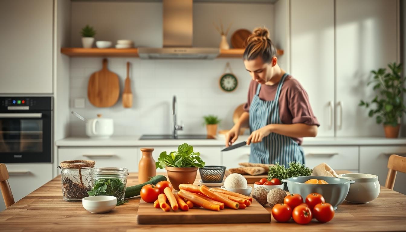 Home cook preparing ingredients in the kitchen